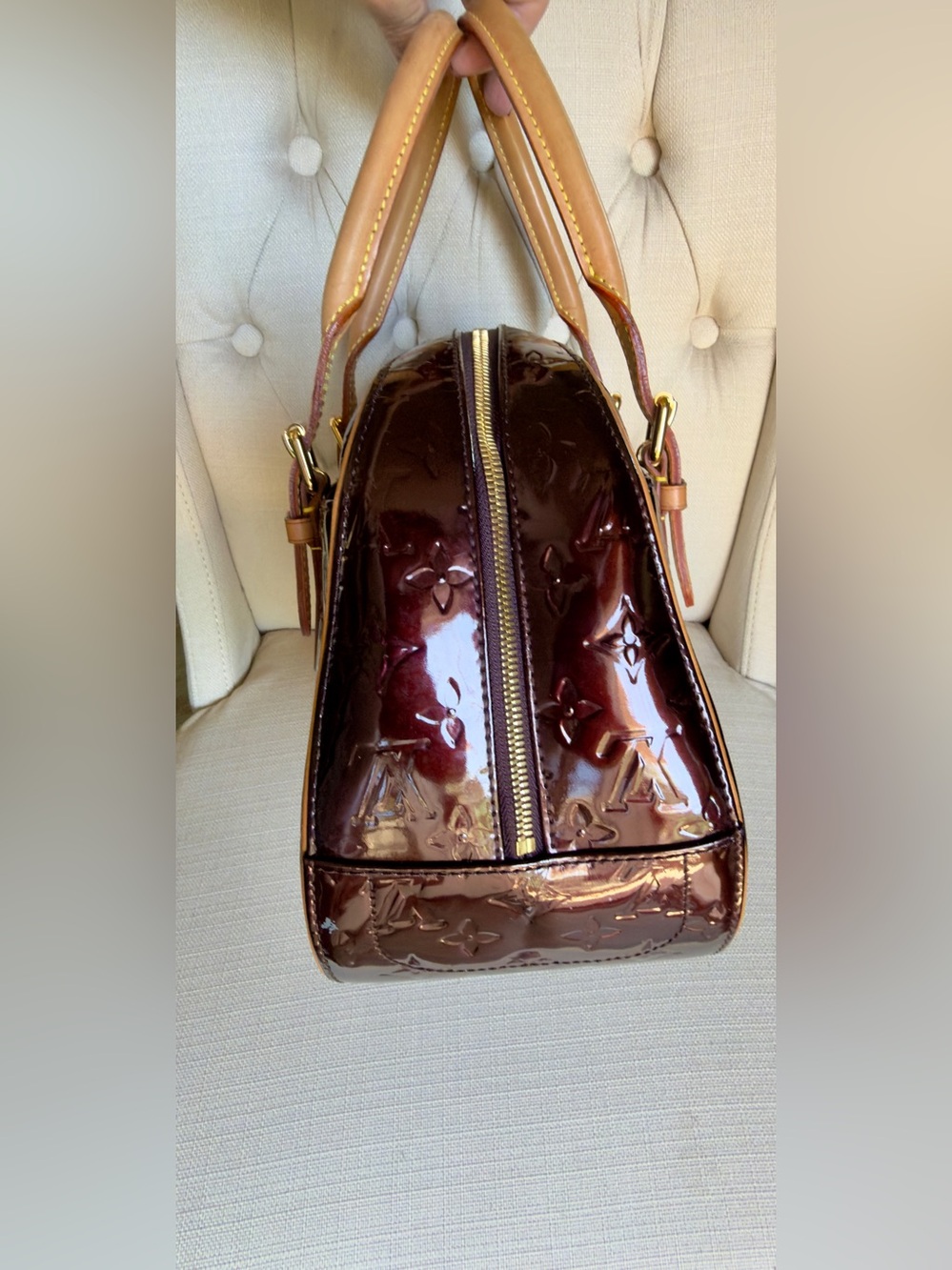 Louis Vuitton Summit Drive in Amarante Vernis Patent Leather Monogram Tote Bag - Picture 9 of 13